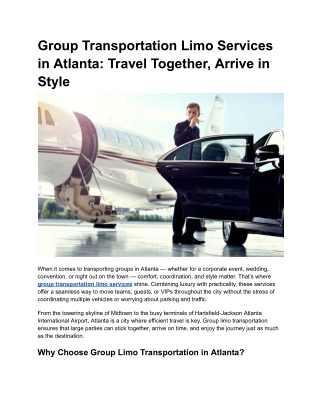 Group Transportation Limo Services in Atlanta_ Travel Together, Arrive in Style
