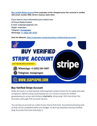 Top Trustable Place to Buy Verified Stripe Account