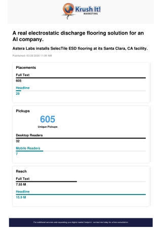 StaticStop News Release- A real electrostatic ESD flooring solution for an Ai Company