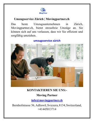 Umzugsservice Zürich Movingpartner.ch