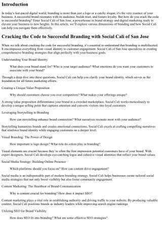 Cracking the Code to Successful Branding with Social Cali of San Jose.