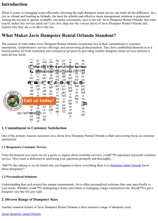 What Makes Javis Dumpster Rental Orlando Standout?