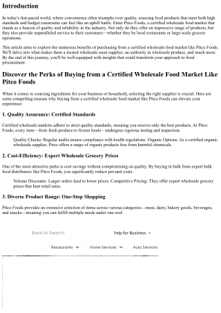 Discover the Perks of Buying from a Certified Wholesale Food Market Like Pitco F