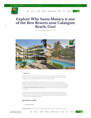 Why Santa Monica is one of the Best Resorts near Calangute Beach, Goa?