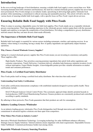 Ensuring Reliable Bulk Food Supply with Pitco Foods