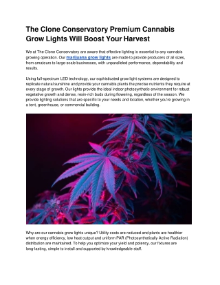 The Clone Conservatory Premium Cannabis Grow Lights Will Boost Your Harvest (1)