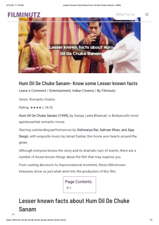 Lesser-Known Facts About Hum Dil De Chuke Sanam (1999)