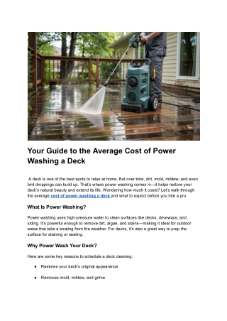 Post 16 - Your Guide to the Average Cost of Power Washing a Deck