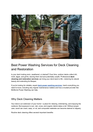 Post 20 - Best Power Washing Services for Deck Cleaning and Restoration
