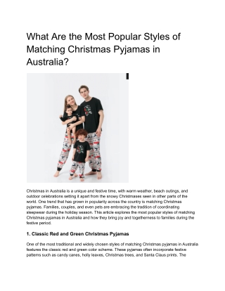 What Are the Most Popular Styles of Matching Christmas Pyjamas in Australia?