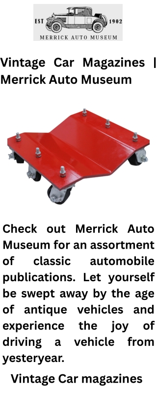 Vintage Car Magazines  Merrick Auto Museum