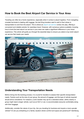 How to Book the Best Airport Car Service in Your Area