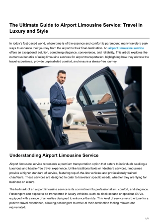 The Ultimate Guide to Airport Limousine Service Travel in Luxury and Style