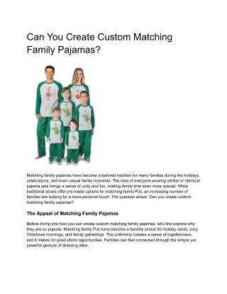 Can You Create Custom Matching Family Pajamas?