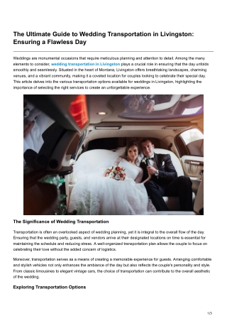 The Ultimate Guide to Wedding Transportation in Livingston Ensuring a Flawless Day