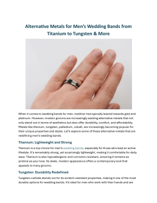 Alternative Metals for Men’s Wedding Bands From Titanium to Tungsten & More