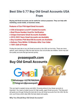 Best Site 0.77 Buy Old Gmail Accounts USA From