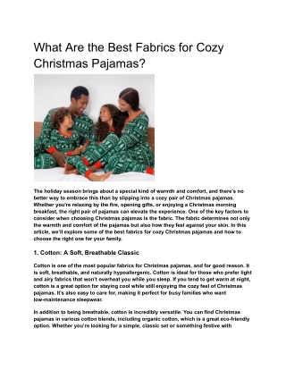What Are the Best Fabrics for Cozy Christmas Pajamas?