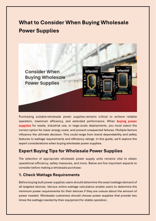 Essential Guide to Choosing the Right Wholesale Power Supplies