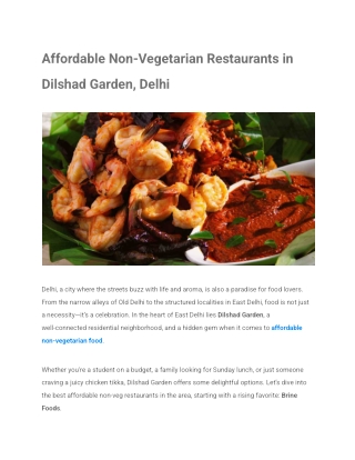 Affordable Non-Vegetarian Restaurants in Dilshad Garden, Delhi