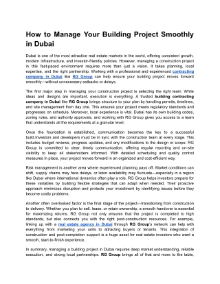 How to Manage Your Building Project Smoothly in Dubai