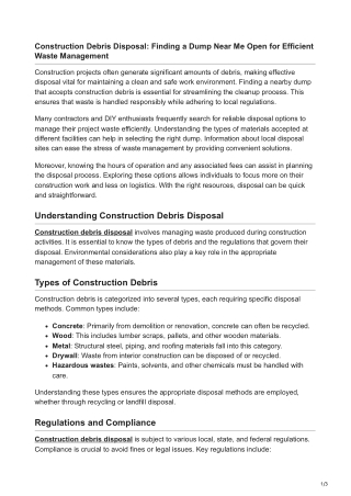 Construction Debris Disposal: Finding a Dump Near Me Open for Efficient Waste Ma