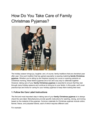How Do You Take Care of Family Christmas Pyjamas?