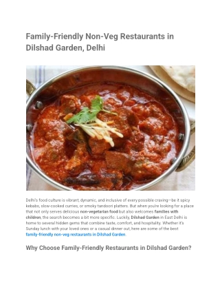 Family-Friendly Non-Veg Restaurants in Dilshad Garden, Delhi