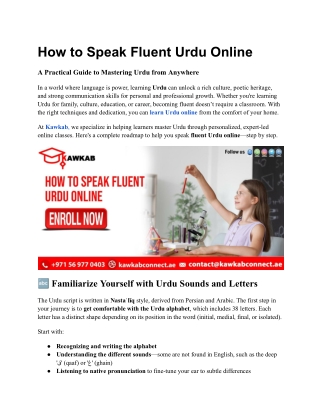 How to Speak Fluent Urdu Online