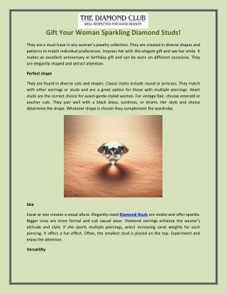 Gift Your Woman Sparkling Diamond Studs