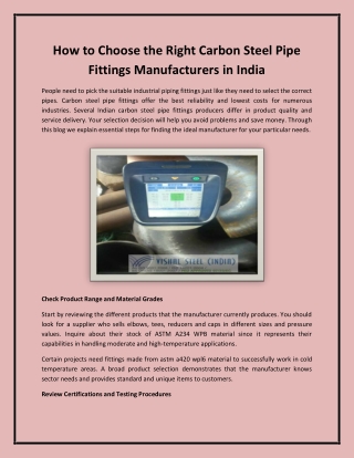 How to Choose the Right Carbon Steel Pipe Fittings Manufacturers in India