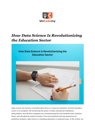 How Data Science Is Revolutionizing the Education Sector