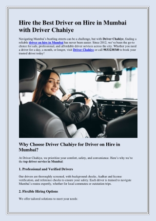 Best Driver on Hire in Mumbai