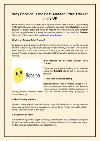 Why Bobalob Is the Best Amazon Price Tracker in the UK