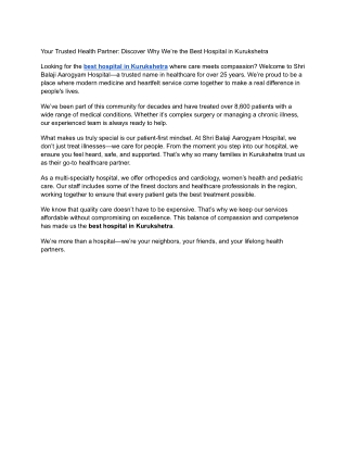 Your Trusted Health Partner_ Discover Why We’re the Best Hospital in Kurukshetra