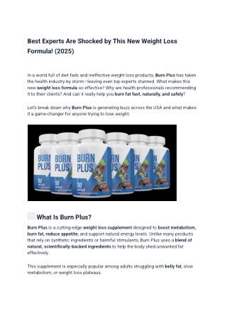 Best Experts Are Shocked by This New Weight Loss Formula! (2025)