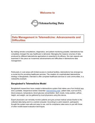 Data Management in Telemedicine_ Advancements and Difficulties