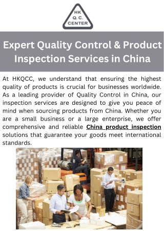 Expert Quality Control & Product Inspection Services in China
