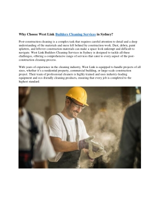 West link builders cleaning services