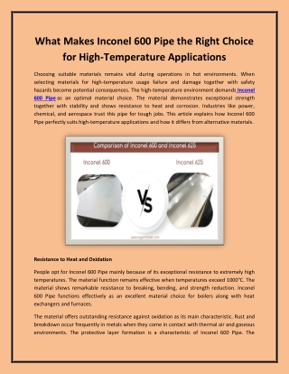 What Makes Inconel 600 Pipe the Right Choice for High