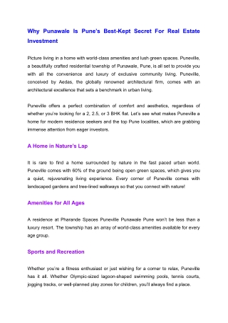 Why Punawale Is Pune’s Best-Kept Secret For Real Estate Investment