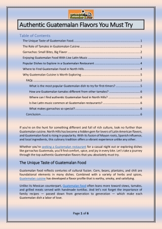 Authentic Guatemalan Flavors You Must Try