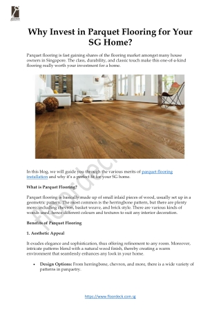Why Invest in Parquet Flooring for Your SG Home