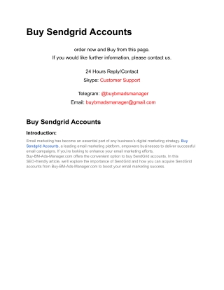 Buy Sendgrid Accounts