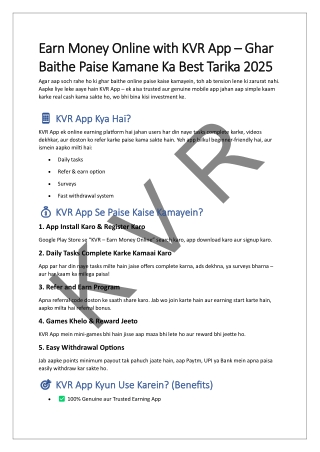 Earn Money Online with KVR App