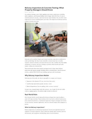 Beyond the Surface: Mastering Balcony Integrity & Concrete Health for Safer Prop