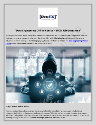 "Data Engineering Online Course – 100% Job Guarantee"