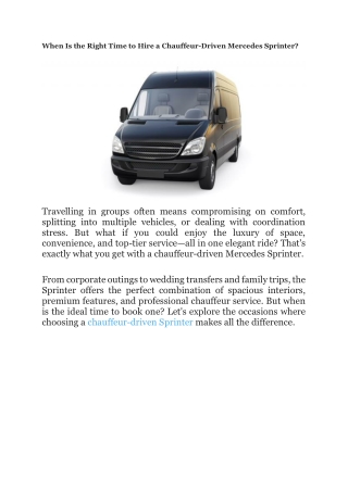 When Is the Right Time to Hire a Chauffeur