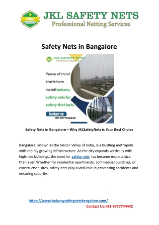 Safety Nets in Bangalore
