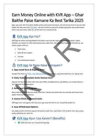 Earn Money Online with KVR Apps